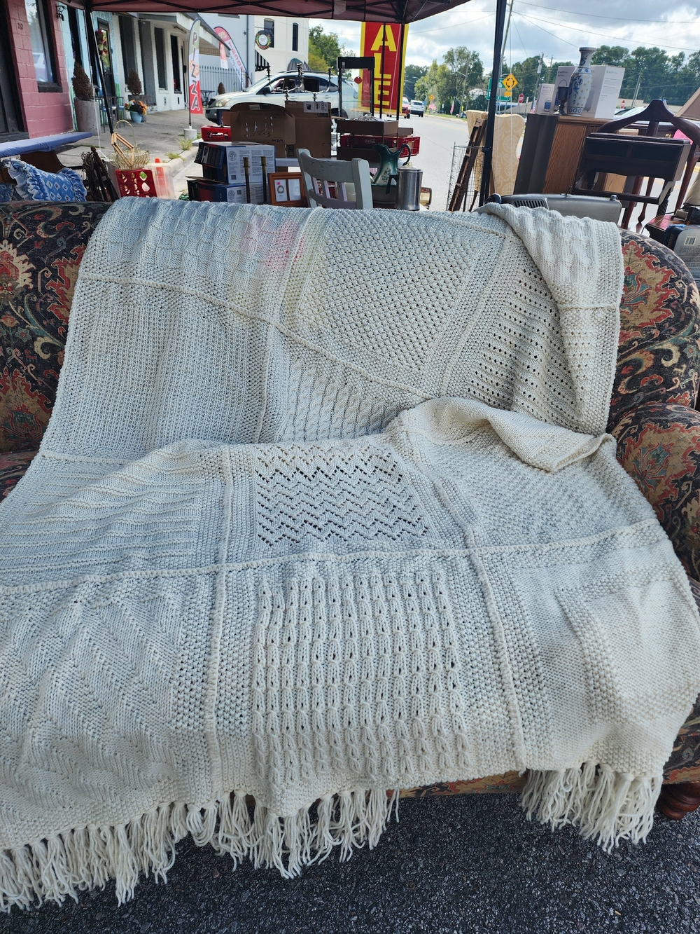 Cream Cable-Knit Handmade Crochet Afhgan